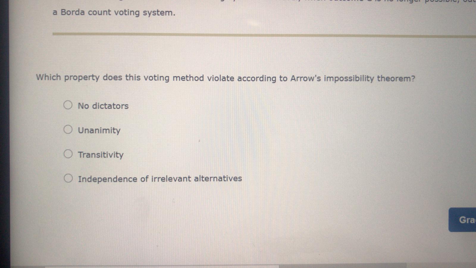 about preferences, no voting system exists which satisfies all of the following