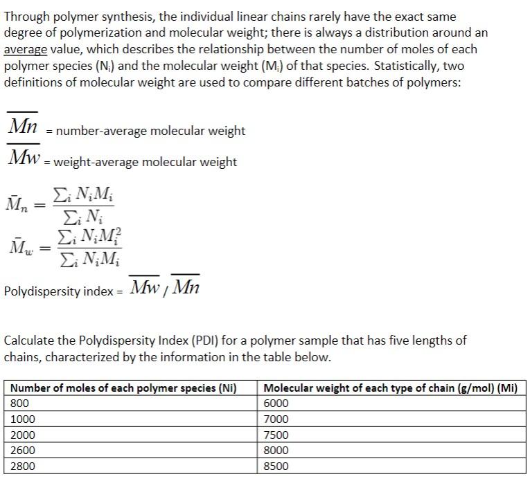 Through polymer synthesis, the individual linear chains rarely have the exact