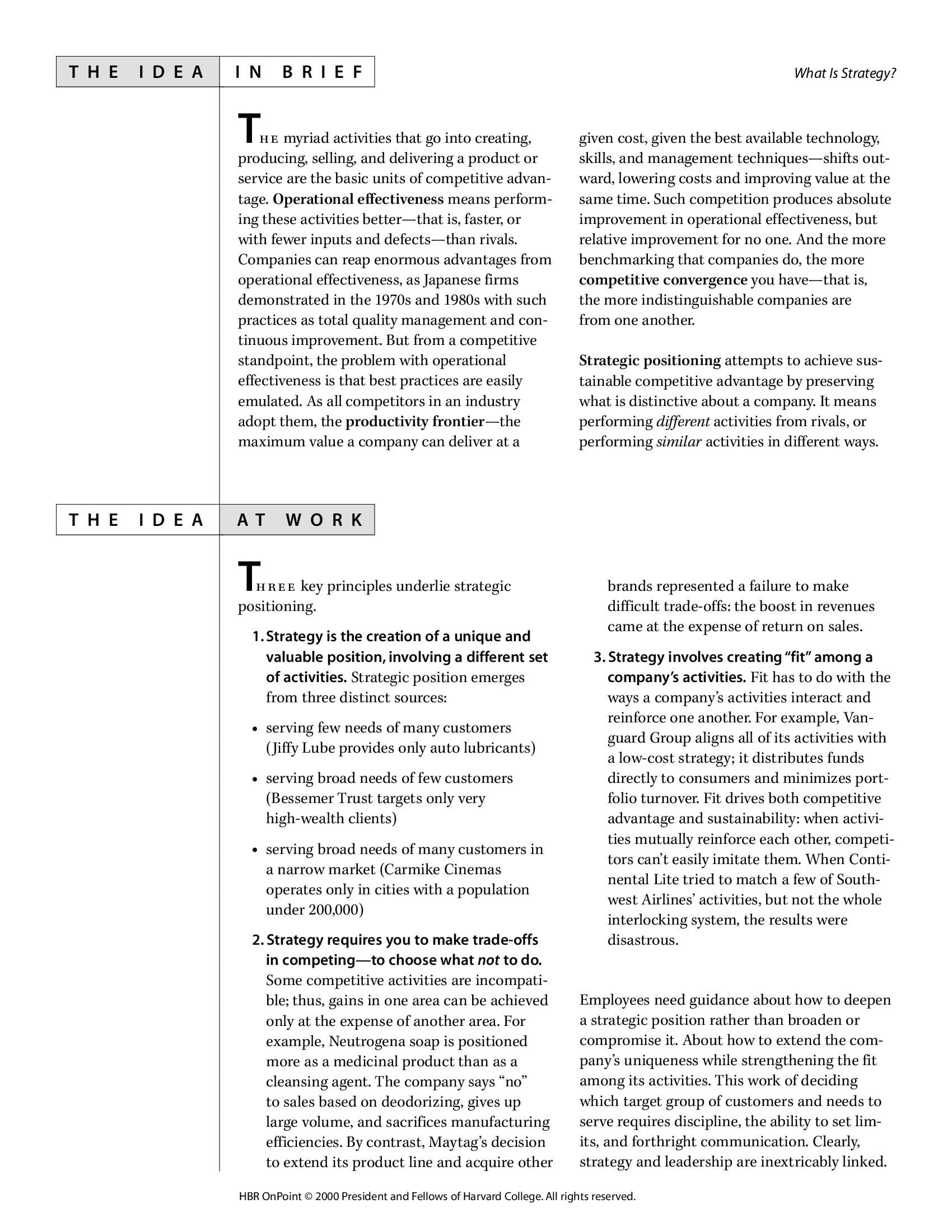 Question: Please read the Paper "What is Strategy?"Proceed to then apply the