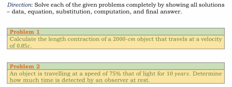 Direction: Answer in paper, show all solution and explain. Direction: Solve each