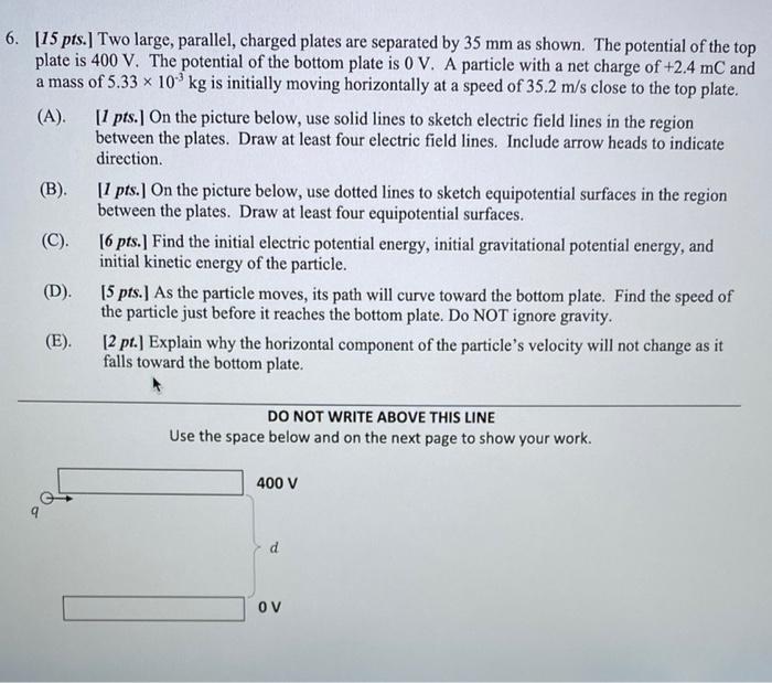  6. [15 pts. ] Two large, parallel, charged plates are separated
