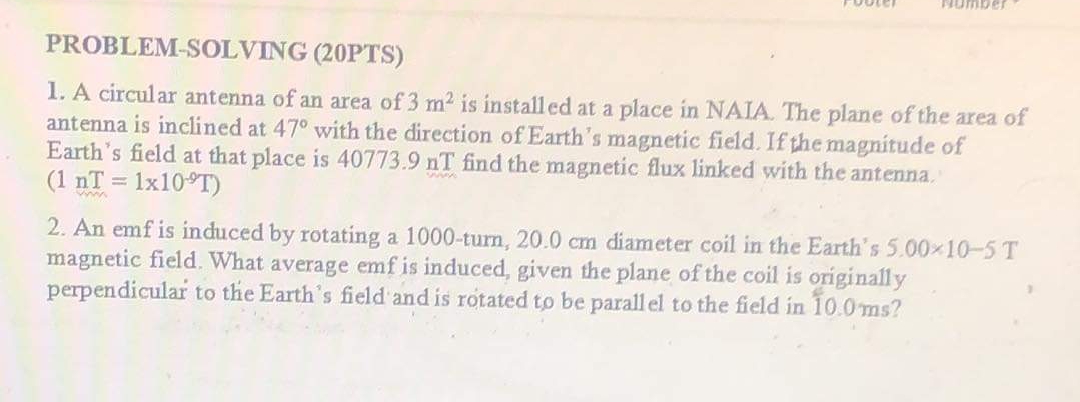 Answer with solution PROBLEM SOLVING (20PTS) 1. A circular antenna of an