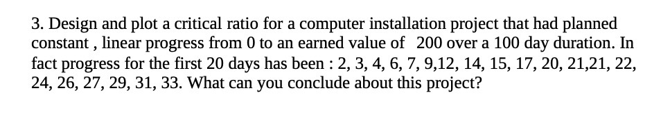  3. Design and plot a critical ratio for a computer installation