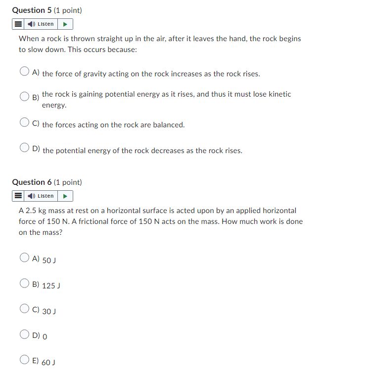 2 multiple choice questions Question 5 {'1 point] E-Il 1|.i'ii'hen a rock
