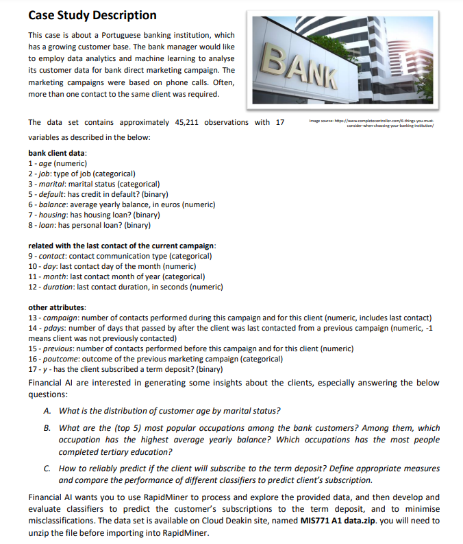 Case Study Description This case is about a Portuguese banking institution,