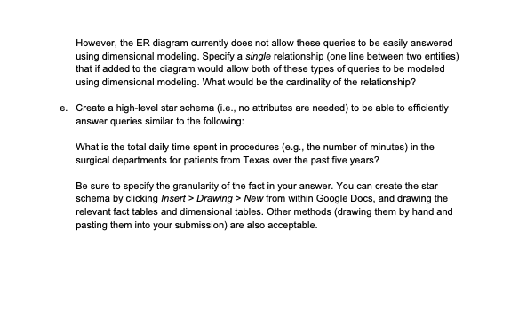  However, the ER diagram currently does not allow these queries to