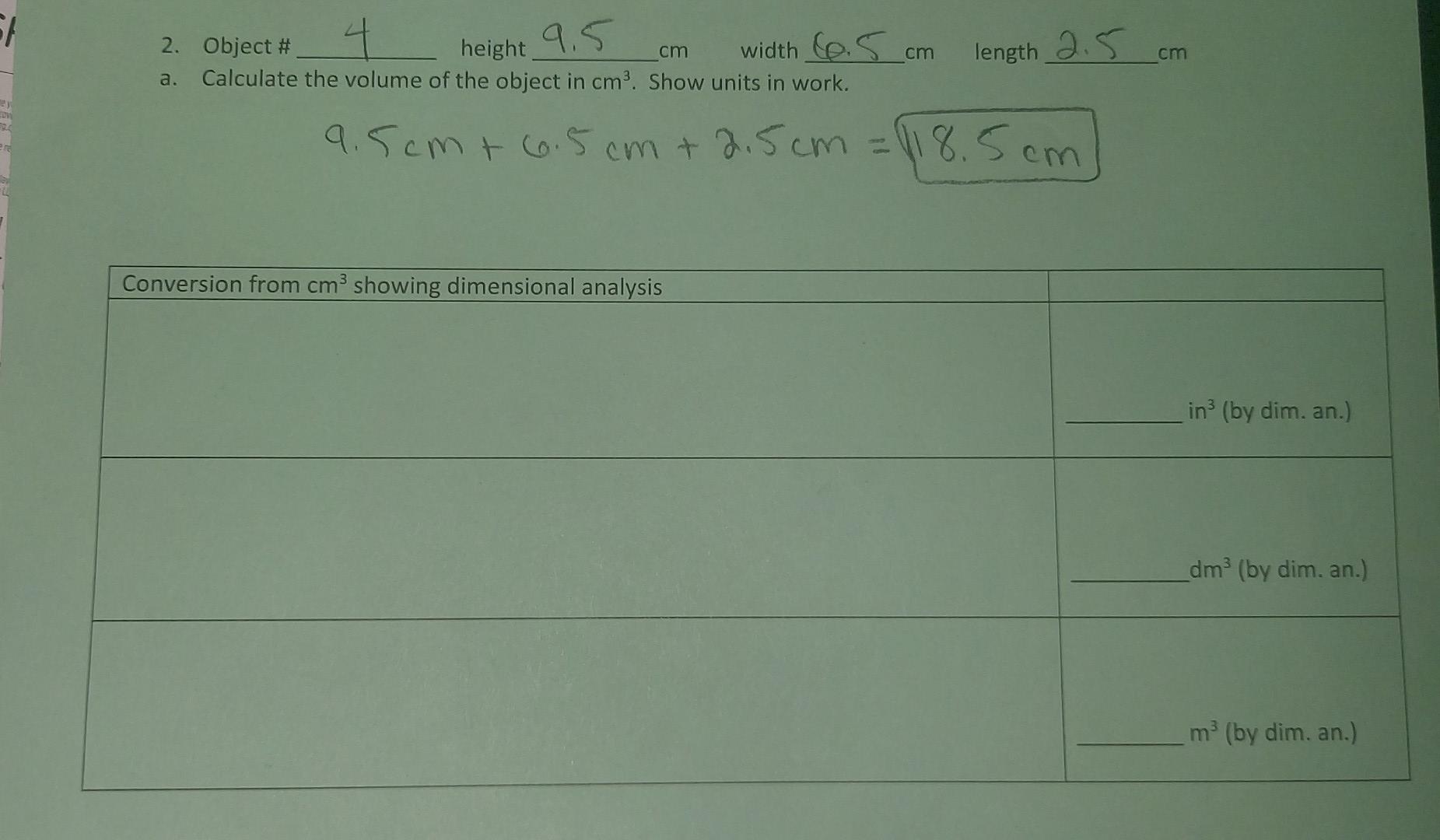 2. object \# 4 height 9.5cm width 6.5cm length 2.5cm a.