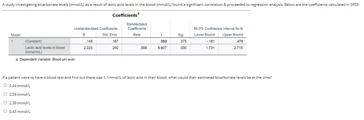 steps to solve and solution A study investigating bicarbonate levels (mmol/L) as