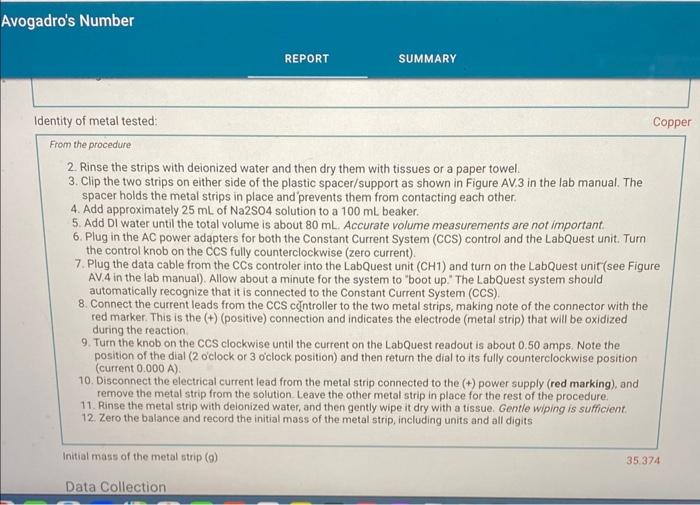 measuring avogadro number lab report with excell data 2. Rinse the strips
