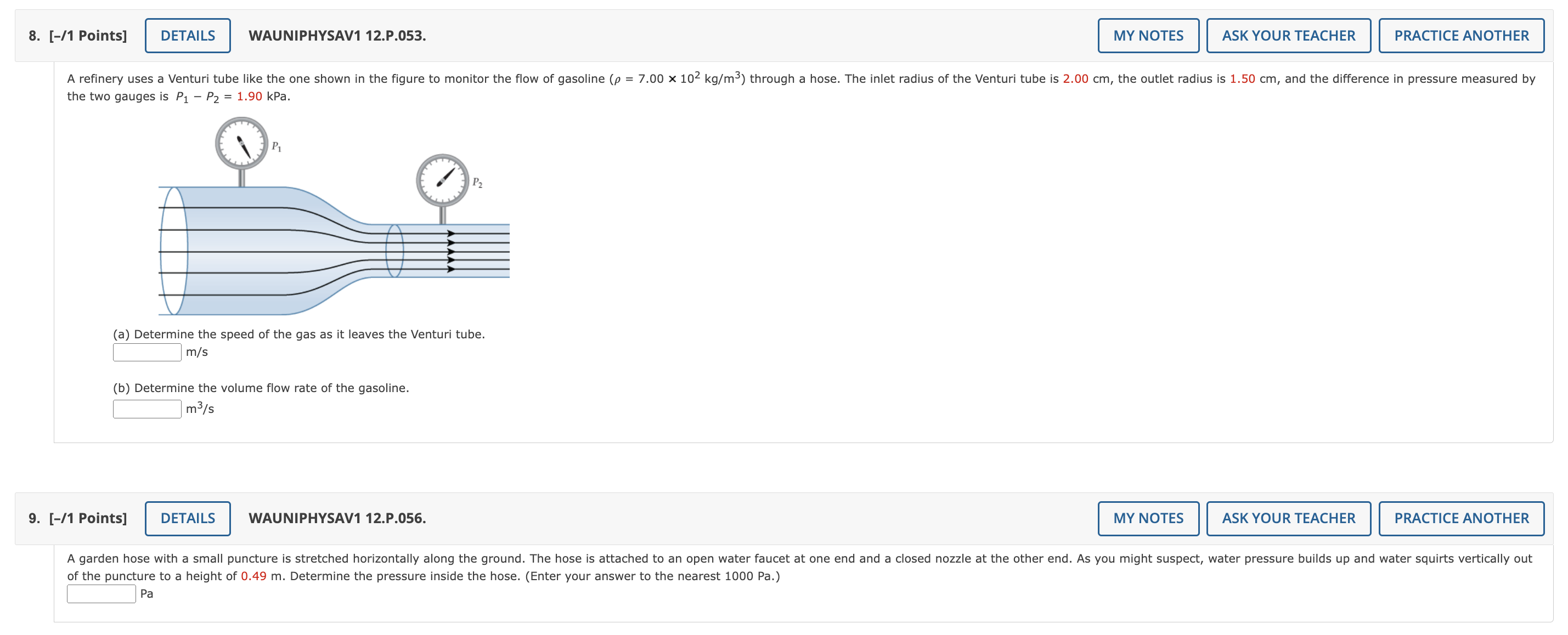 please circle the answers 1. [-I1 Points] WAUNIPHVSAV1 12.P.040. ASK YOUR TEACH
