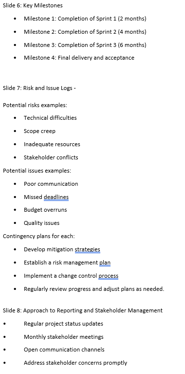 core project management concepts and provide evidence of project management skills developed