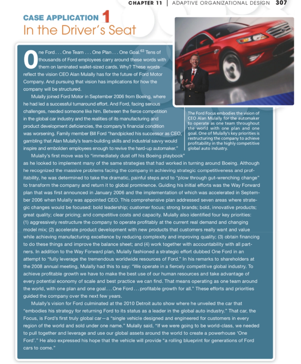 Please study the Case Application 1 in Chapter 11 on Page 307