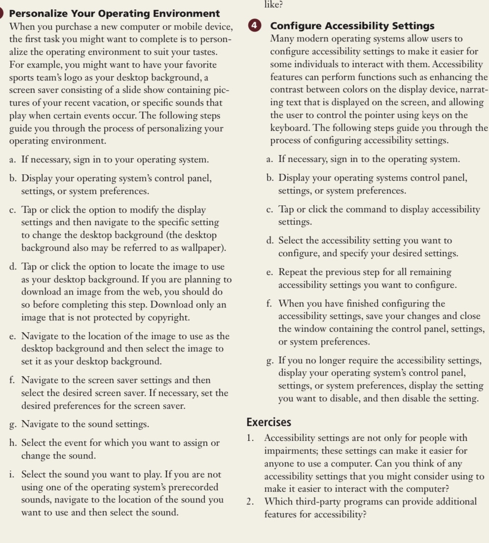 Answer I Personalize Your Operating Environment 'When you purchase a new computer