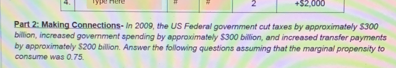 Assignment 3.2 multipliers 4. Type Here 2 +$2,000 Part 2: Making Connections-