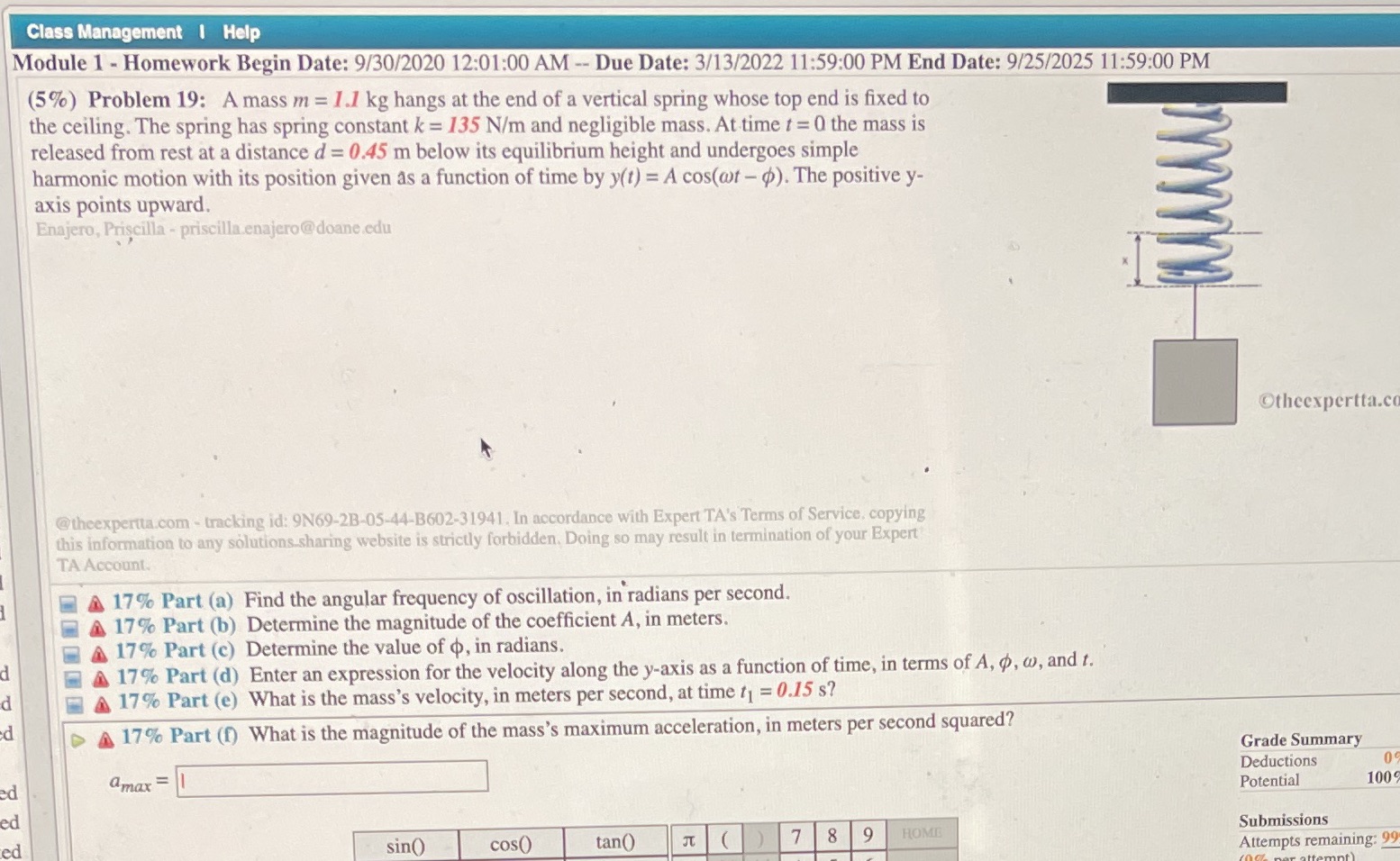  Class Management | Help Module 1 - Homework Begin Date: 9/30/2020