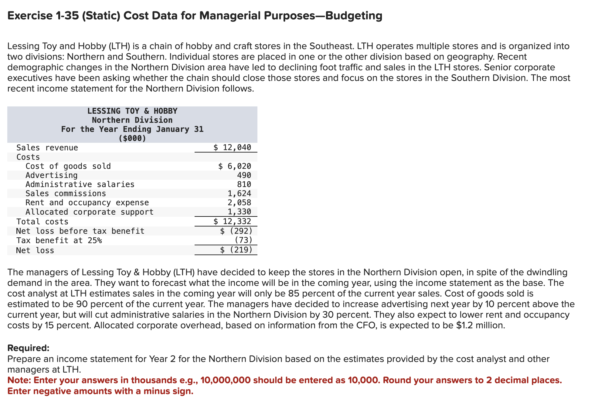  these is my question pic.Exercise 1-35(Static) Cost Data for Managerial Purposes-Budgeting