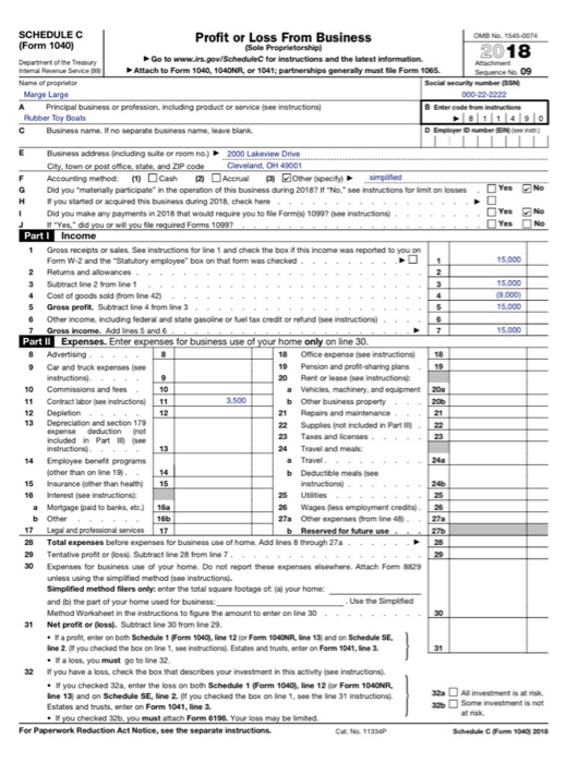 GIVEN 1:9-72 George Large (SSN 000-11-1111) and his wife Marge Large (SSN