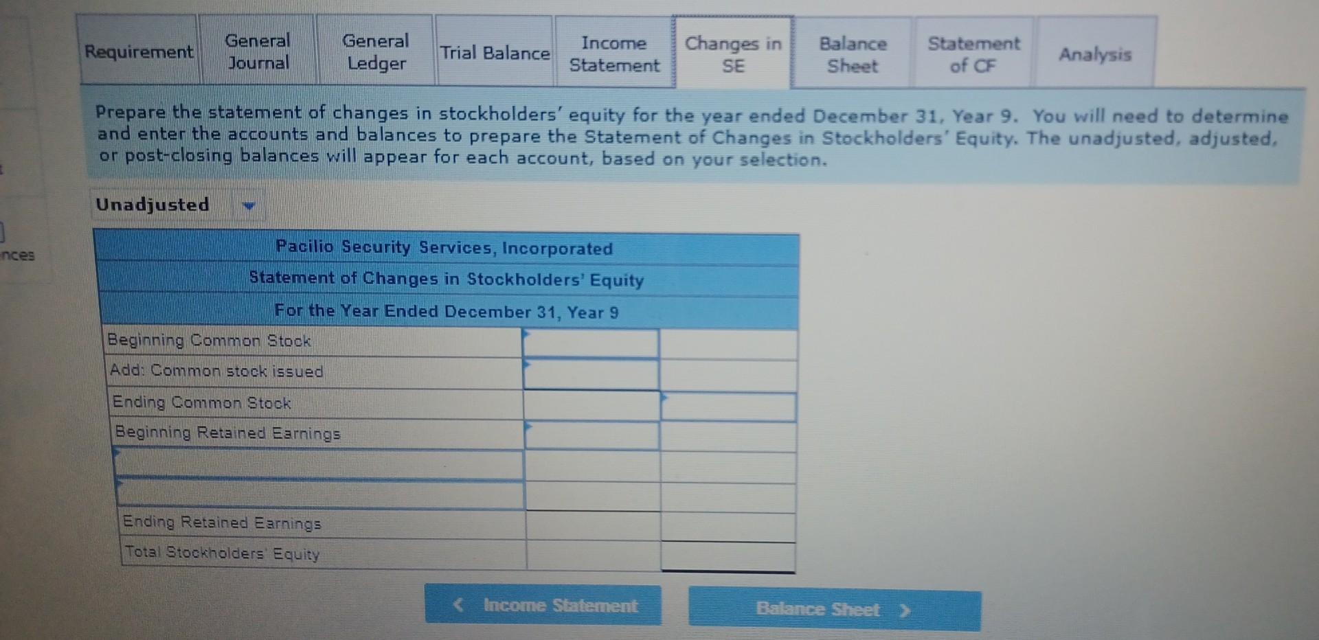 , had the following normal balances. During Year 9 . Pacilio Security