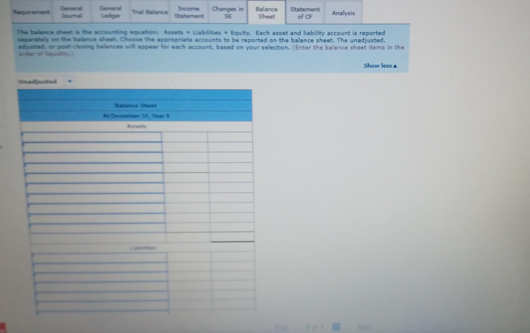 Services experlenced the following transactions: 1. Paid the salarles payable from Year