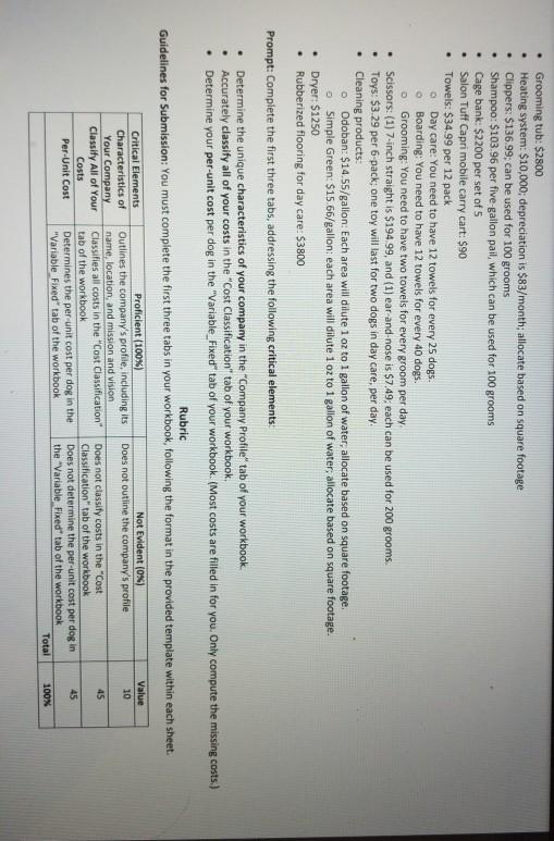 depreciation is $83/month; allocate based on square footage Clippers: $136.99, can be