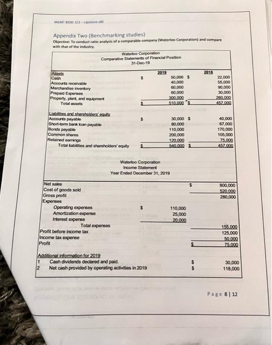 appendix 2: financial managerial accounting Appendix Two (Benchmarking studies) Objective: To conduct