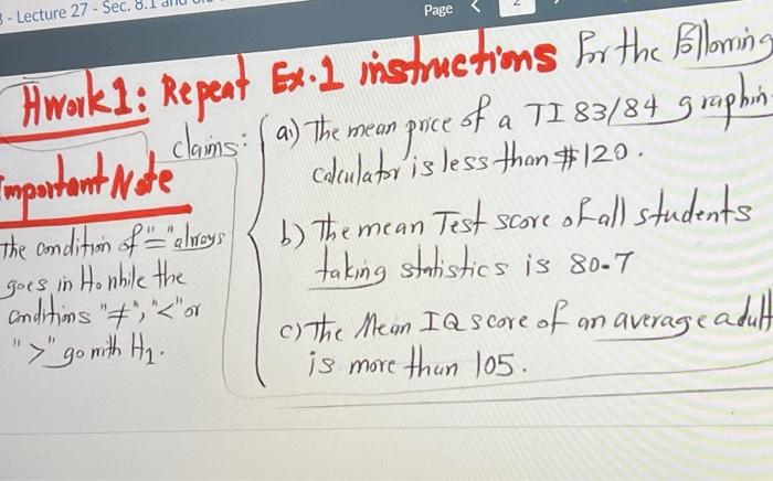  3- Lecture 27 - Sec. 8.. Page Hwork 1: Repeat Ex.