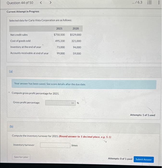  Current Attempt in Progress Selected data for Carla Vista Corporation are