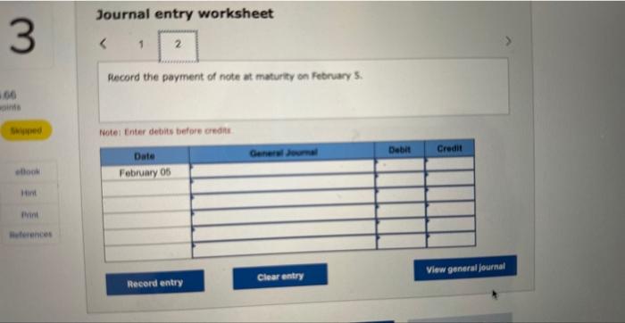 interest payable on December 31. 2. \& 3. Prepare the journal entries