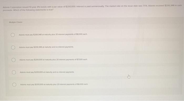  Como toy bonds with a par value $200.000 eest paid all