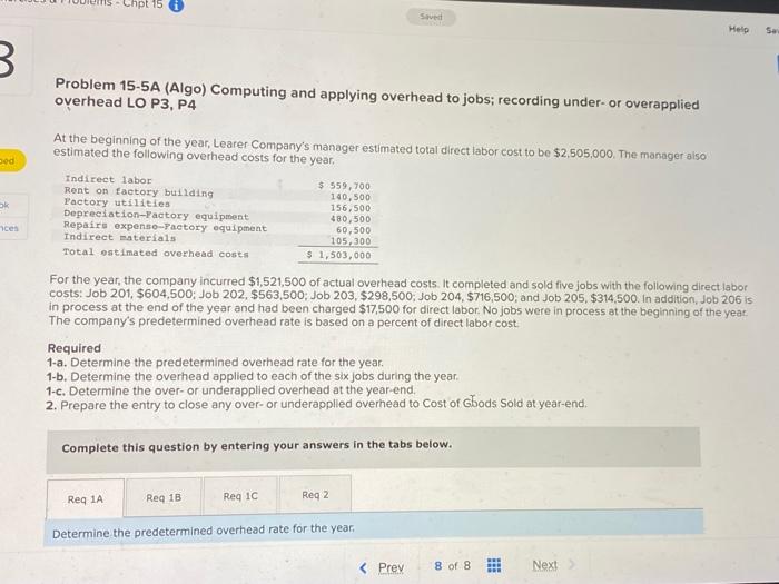 im struggling please help Chpt 15 Saved Help Sa B Problem 15-5A