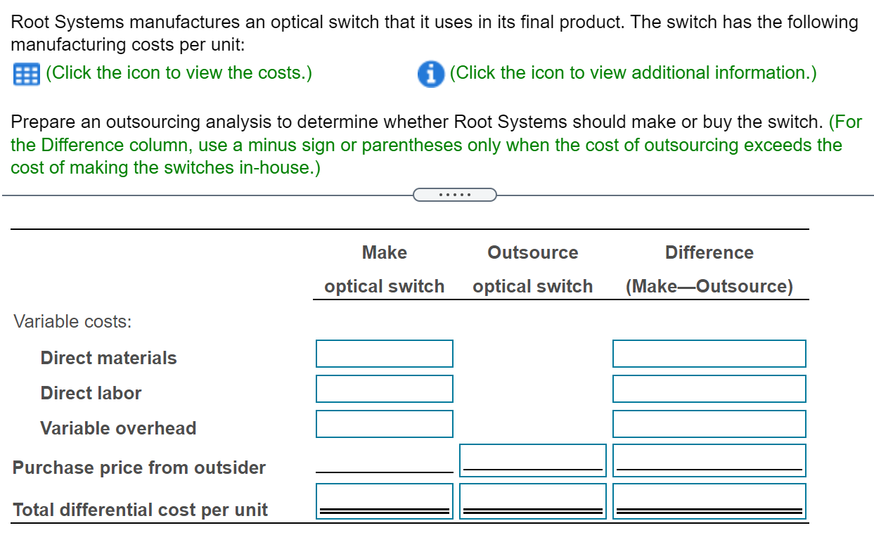  Root Systems manufactures an optical switch that it uses in its