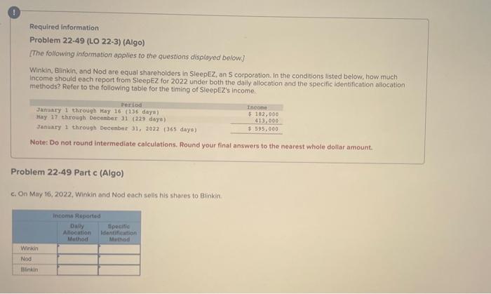 Nod are equal shareholders in SleepEZ, an S corporation. In the conditions