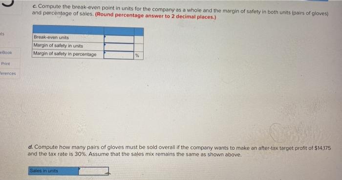 runners-Warm and Cozy. Current revenue, cost, and unit sales doto for the