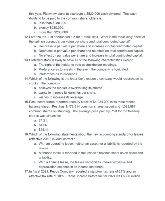 you! 6. Which of the following best describes the par value of