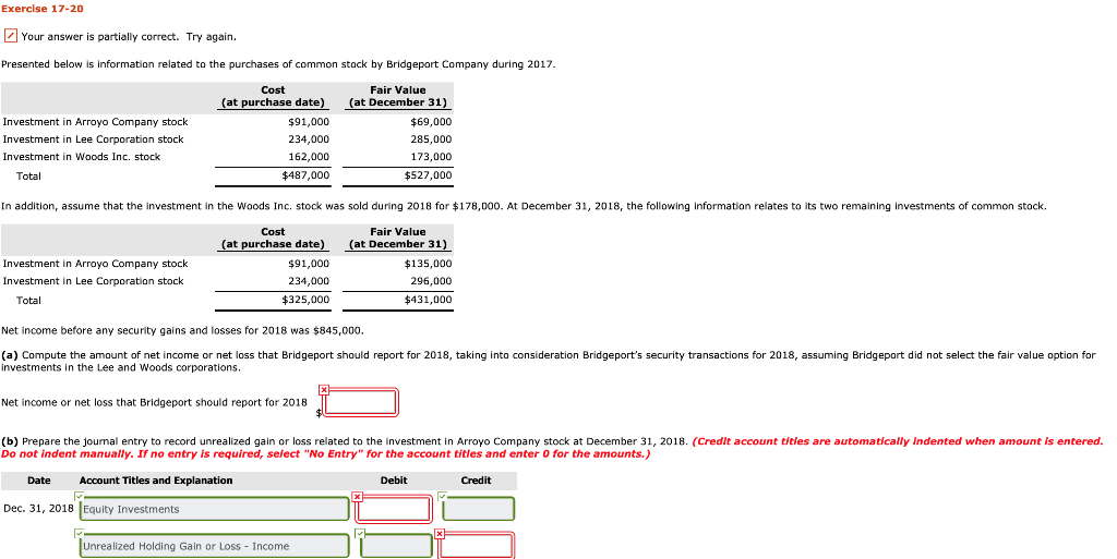  Exercise 17-20 Your answer is partially correct. Try again. Presented below