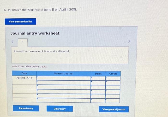 discount b. Journalize the issuance of bond A on June 1, 2020