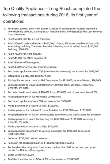 10 Top Quality Appliance-Long Beach has just pur- chased a franchise from