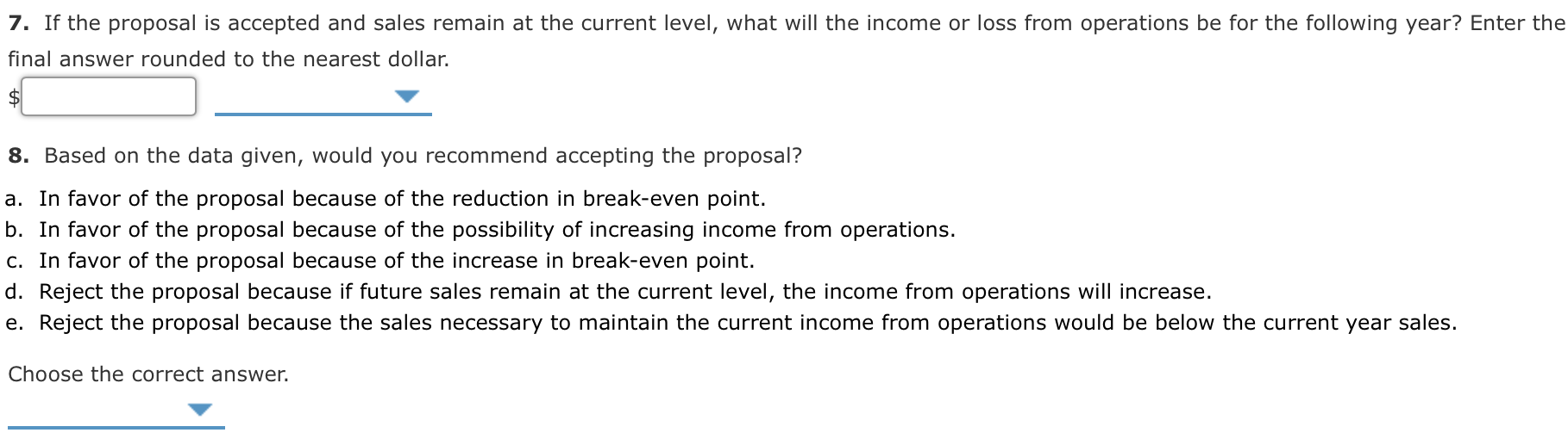 Sales Under Present and Proposed Conditions Darby Company, operating at full capacity,