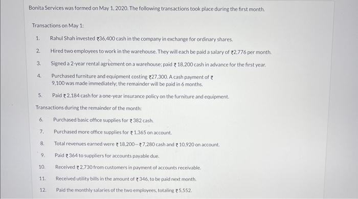 Please Use the same format for the table Bonita Services was formed