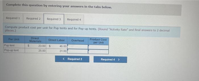 of overhead cost and 49.000 direct labor hours. Additional information follows Per