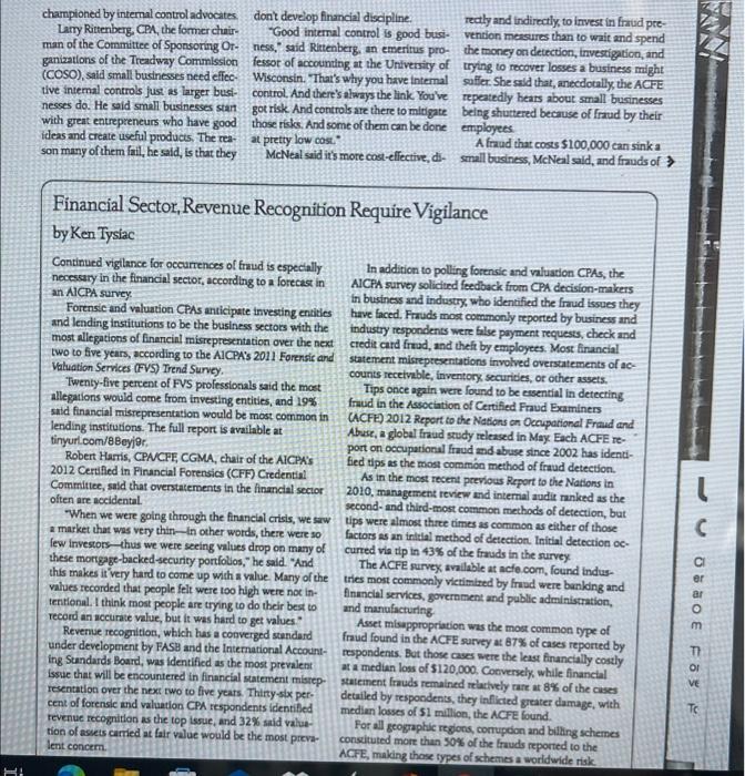 Fraud article and write-up 5 brief "Take-A-Ways" from the article (key word