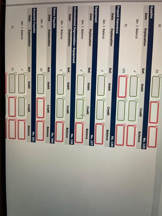 Account Title January 1 Opening Balance 101 Cash $37,000 112 Accounts Receivable