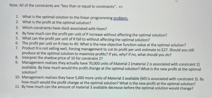 report to answer the questions below. R 40000 Total RHS P 10000