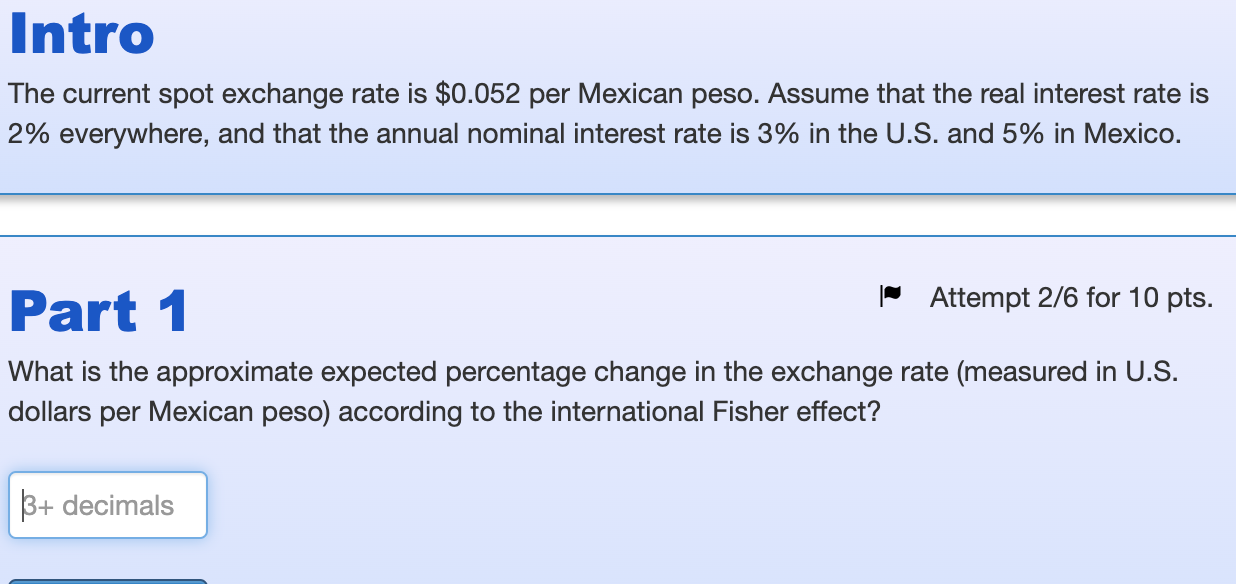  The current spot exchange rate is \\( \\$ 0.052 \\) per