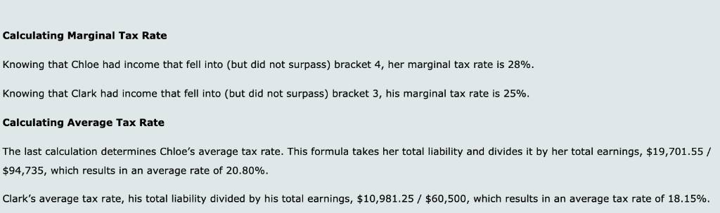 3. (25.00%, 16.67% 15.00%) 4. (18.53%, 16.67%, 29.20%) QUESTIONS: Calculating Tax Liability