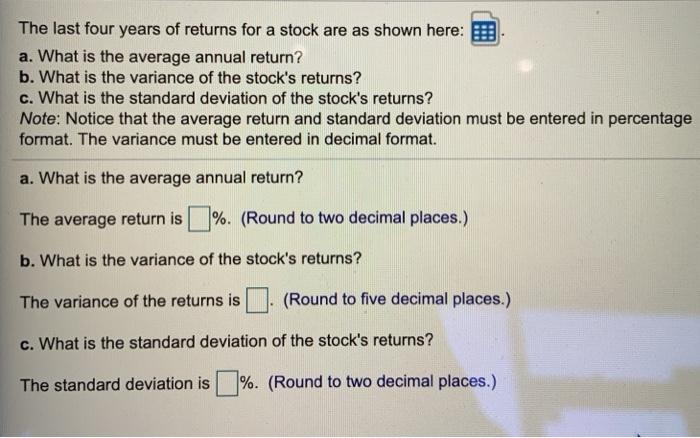 + 3.8% The last four years of returns for a stock are