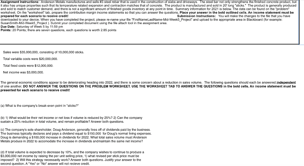 Please answer using a spreadsheet and fill in the blanks please.