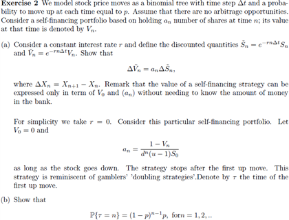  We model stock price moves as a binomial tree with time