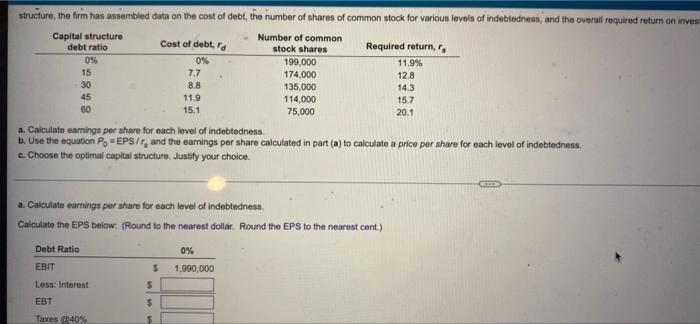 Systems, Inc., has total assets of $9,200,000, EBIT of S1,990,000, and preferred