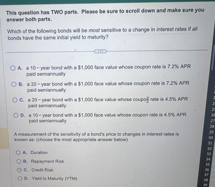  This question has TWO parts. Please be sure to scroll down